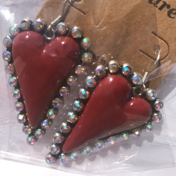 Treasure Jewelry Heart Fish Hook Earrings Coral Color Poshmark